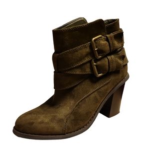 Olive Faux Suede Booties